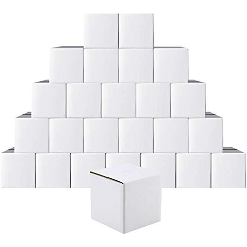 MUKOSEL White Cardboard Shipping Boxes Pack of 25 Corrugated Box Mailers Perfect for Shipping Mailing Packing 4x4x4