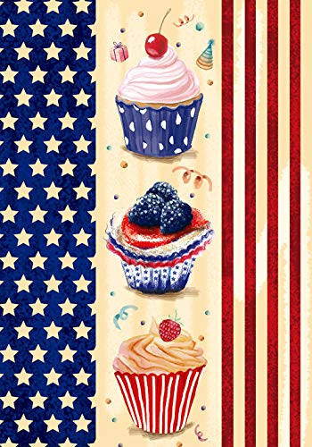 Texupday Celebrate July 4th Patriotic Cup Cakes Decoration America Garden Flag Outdoor Yard Flag 12  x 18