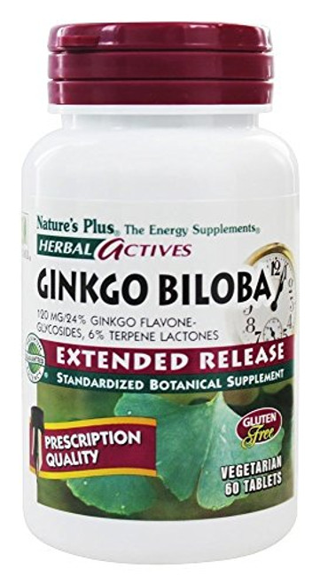 NaturesPlus Herbal Actives Ginkgo Biloba Extended Release 120 mg 60 Vegan Tablets Ginkgo Biloba Brain Support Supplement Vegetarian GlutenFree 60 Servings NaturesPlus Herbal Actives Ginkgo Biloba Extended Release 120 mg 60 Vegan Tablets Ginkgo Biloba Brain Support Supplement Vegetarian GlutenFree 60 Servings