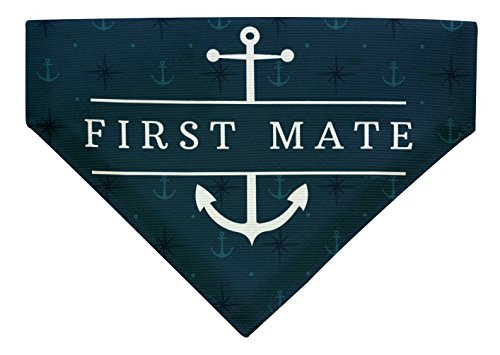 ThisWear Nautical Dog Clothes First Mate Dog Bandana Large Dog Bandana Scarf Dogs Bib Blue