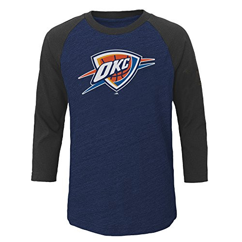 NBA Oklahoma City Thunder Adult men NBA Plus 3/4 Sleeve Hyper Slub2XNavy Heather/Char Heather