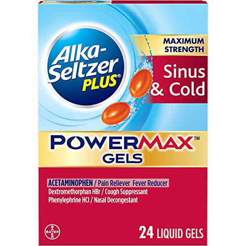 AlkaSeltzer Maximum Strength PowerMax Gels with Acetaminophen Sinus  Cold Medicine for Adults 24 Count