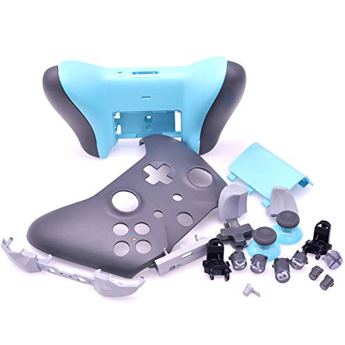 Deal4GO 22in1 Full Housing Shell Replacement with Thumbstick/Buttons/LB RB Bumper/Frontplate for Xbox One Controller Grey/Blue Phantom Special Edition