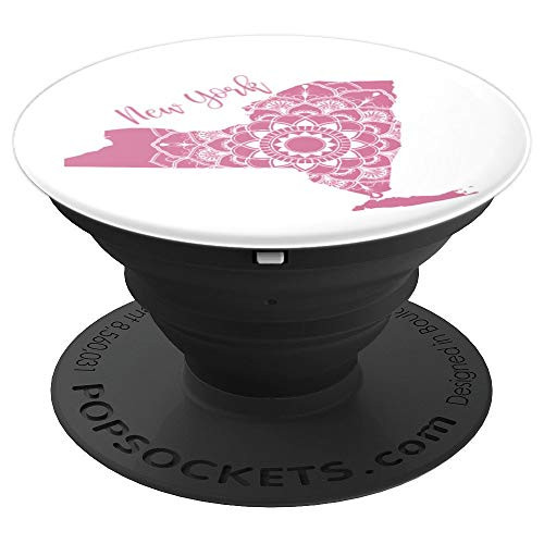 New York State Pride Rose Pink Mandala PopSockets Grip and Stand for Phones and Tablets