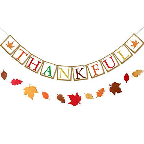 Thankful Banner Thanksgiving Maple Garlands Rustic Harvest Autumn Fall Party Supplies Home Mantel Give Thanks Decoration