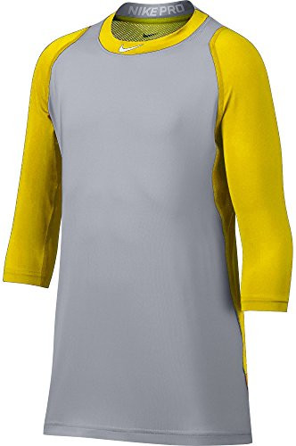Nike Mens Pro Cool Reglan ¾Sleeve Baseball ShirtYellow/GreySmall