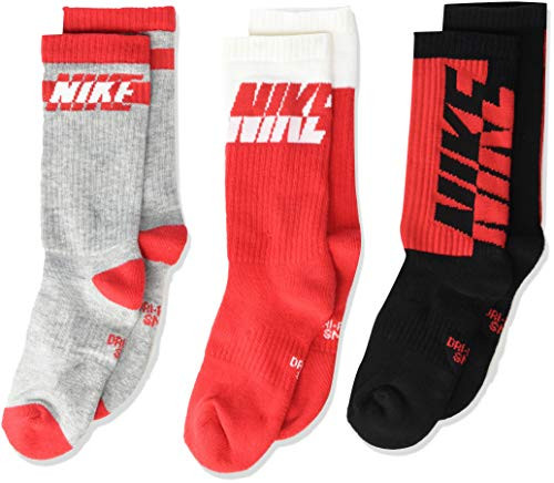 NIKE Youth Everyday Cushion Crew 3 Pair  Gfx Multicolor  Color Small