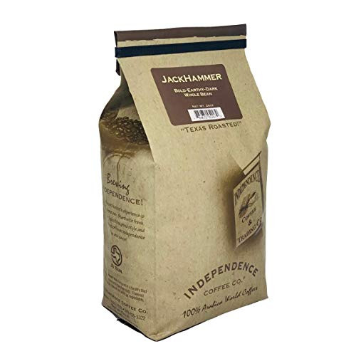 Independence Coffee Co  JackHammer Bold and Earthy Dark Roast Whole Bean Coffee 24 Ounce Bag