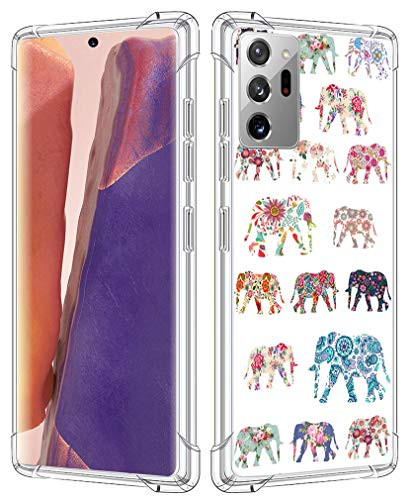 Note 20 Ultra Case Elephant  Case for Note 20 Ultra  CCLOT Cover Compatible for Samsung Galaxy Note 20 Ultra Plus Wonderful Elephant Animal Pattern Flower TPU Protective Heavy Duty Bumper
