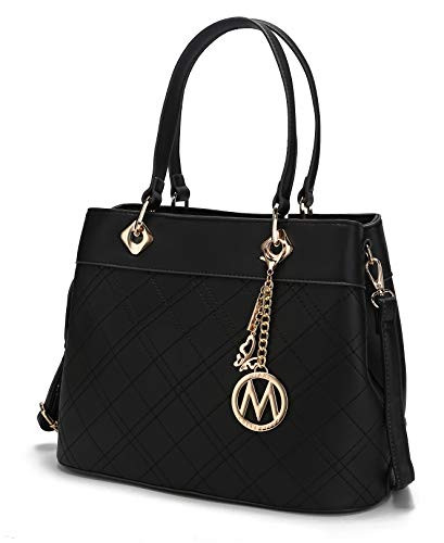 Top Handle Satchel Handbags Shoulder Bag Tote Purse Handbag Fantasia Handbag by Mia K Black