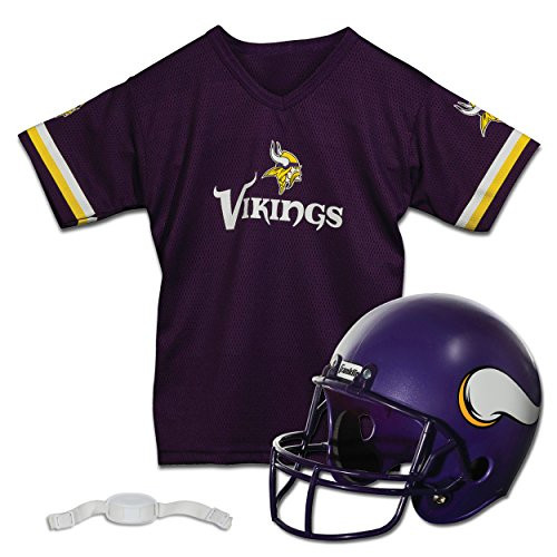 Franklin Sports NFL Minnesota Vikings Kids Football Helmet and Jersey Set  Youth Football Uniform Costume  Helmet Jersey Chinstrap  Youth M