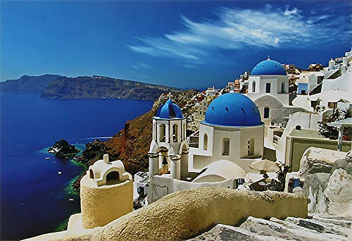 Puzzles 1000Piece Jigsaw Puzzles for Adults Kids Aegean Sea Santorini Church Jigsaw Puzzle Educational Intellectual Decompressing Fun Family Games DIY Toys for Gift 27 6x20 in