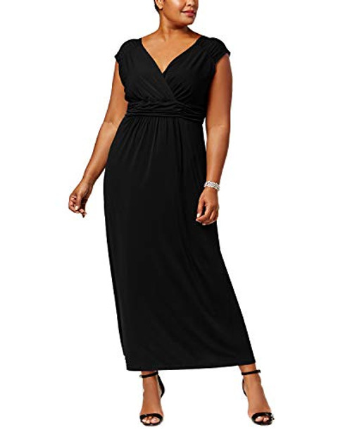 NY Collection Womens Plus Sleeveless Empire Maxi Dress 2X Black