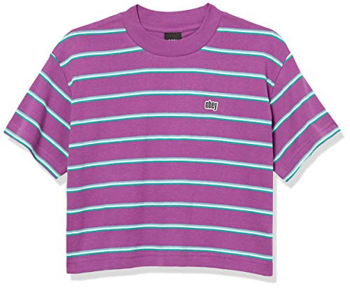 Obey Junior s Cropped Mock Neck Tee Violet Multi Small