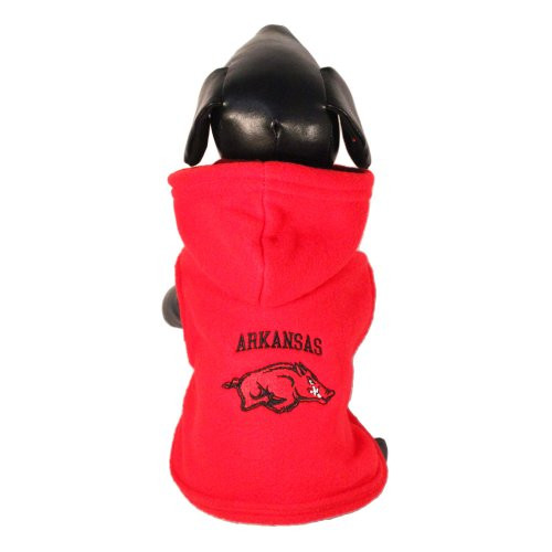 NCAA Arkansas Razorbacks Polar Fleece Hooded Dog Jacket Large