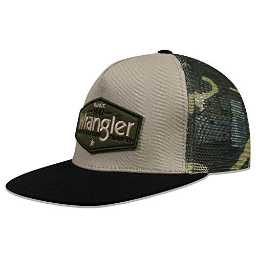 Wrangler Logo Patch and Camo Mesh Adjustable Snapback Hat