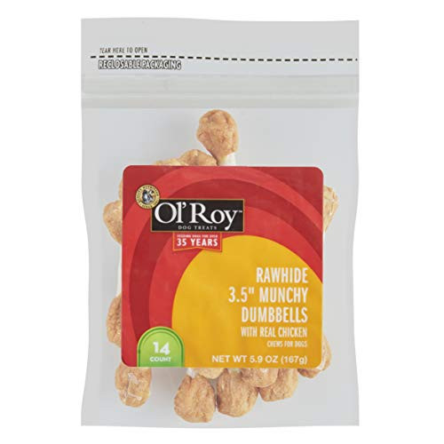 Ol  Roy Rawhide Munchy Dumbbells with Real Chicken 143 5  Dumbbells Per Pack Ol Roy 5 9 oz