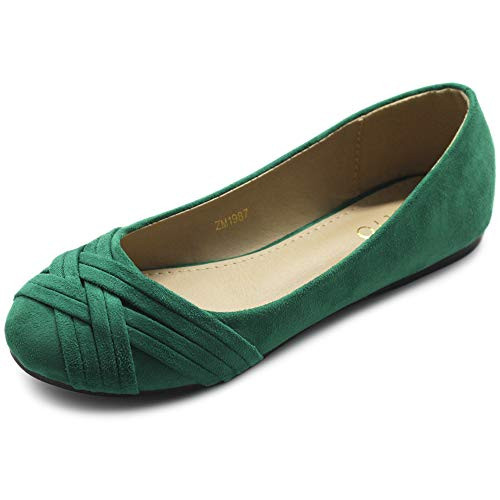 Ollio Women s Ballet Shoe Cute Casual Comfort Flat ZM19878 BM US Green