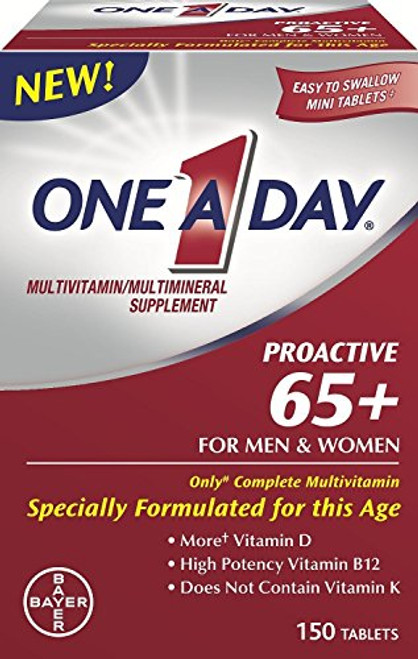 One A Day Proactive 65 Mens  Womens Multivitamin Supplement with Vitamin A Vitamin C Vitamin D and Zinc for Immune Health Support Calcium Folic Acid  more 150 count