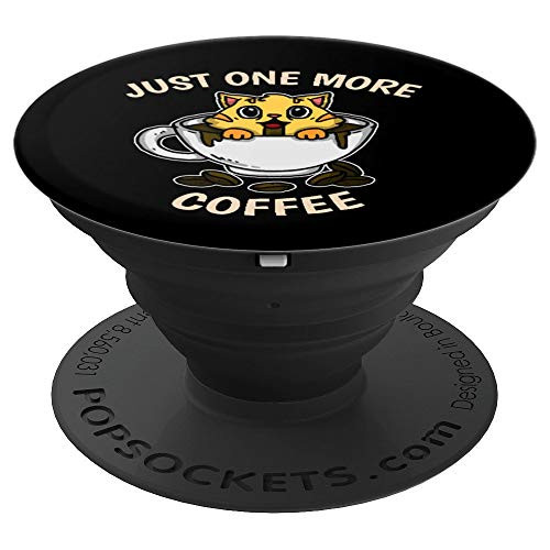 One More Coffee Cute Coffee Cup Cat PopSockets Grip and Stand for Phones and Tablets