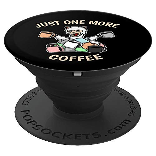 One More Coffee Cute Coffee Cup Llama PopSockets Grip and Stand for Phones and Tablets