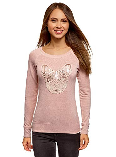 oodji Ultra Women s Pullover with Sequin Decor Pink US 6 / EU 40 / M