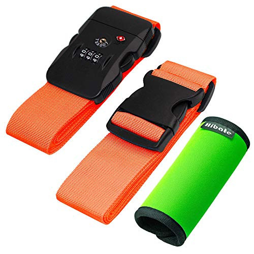 Hibate TSA Approved Luggage Straps Adjustable Suitcase Strap Travel Belt Orange Hibate TSA Approved Luggage Straps Adjustable Suitcase Strap Travel Belt Orange