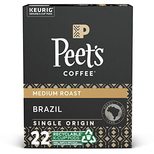 Peet s Coffee Single Origin Brazil Medium Roast 22 Count Single Serve KCup Coffee Pods for Keurig Coffee Maker