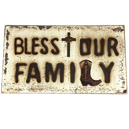 Lifestyle Banquet Christian Wall Decor Bless Our Family Plaque  10 5 by 18 inches Country Kitchen Wall Decor Signs  Religious Wood Wall Art