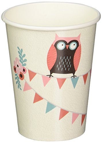 Ginger Ray Patchwork Owl Paper Party Cups Mixed