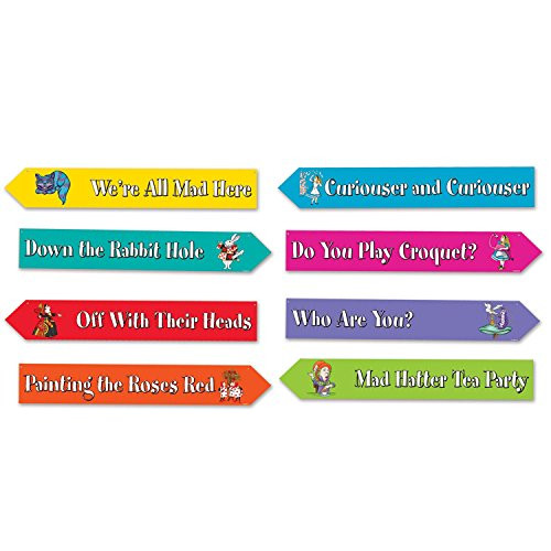 Alice In Wonderland Street Sign Cutouts (Prtd 2 Sides W/Different Designs)
