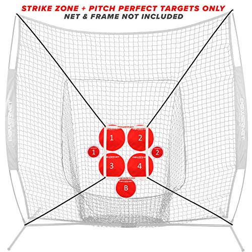 PowerNet Pitch Perfect Targets and Strike Zone Attachment for 7x7 Net Bundle  Baseball Softball Pitching Trainer  3 Size Target Set  Increase Pitching Throwing Accuracy Location  Training Aid