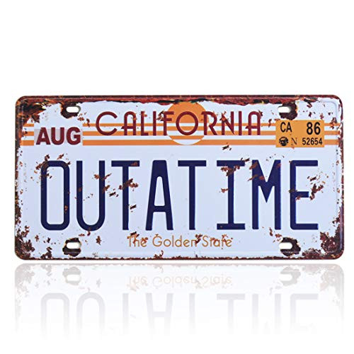 Outatime Back to The Future License Plate Memorabilia Embossed License Plate Replica Delorean Movie Prop Metal Stamped Vanity Number Tag 12x6 inch