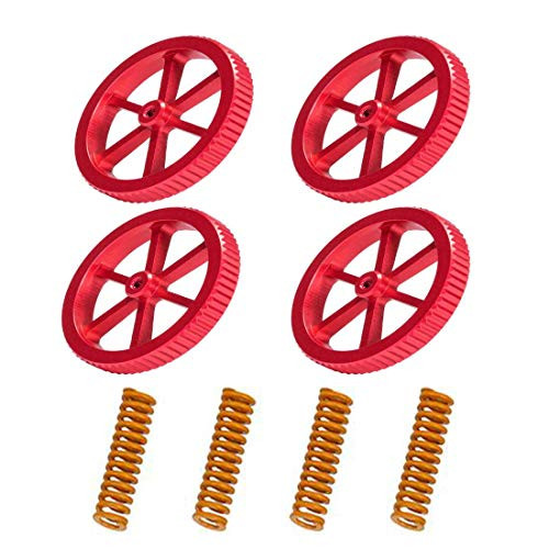 Creality Upgraded 4Pcs Aluminum Hand Twist Leveling Nut with 4Pcs Hot Bed Die Springs for Ender 3/Ender 3 Pro Ender 5/Ender 5 Plus/Ender 5 Pro CR10 CR10S/CR 10S Pro CR 20 3D Printer