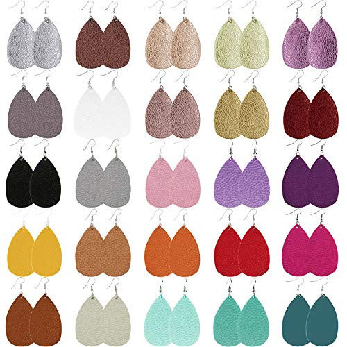 Leather Earrings for Women Ladies Funtopia 25 Pairs Lightweight Teardrop Earrings Handmade Leaf Dangle Antique Looking Faux Leather Petal Earrings Leather Earrings for Women Ladies Funtopia 25 Pairs Lightweight Teardrop Earrings Handmade Leaf Dangle Antique Looking Faux Leather Petal Earrings