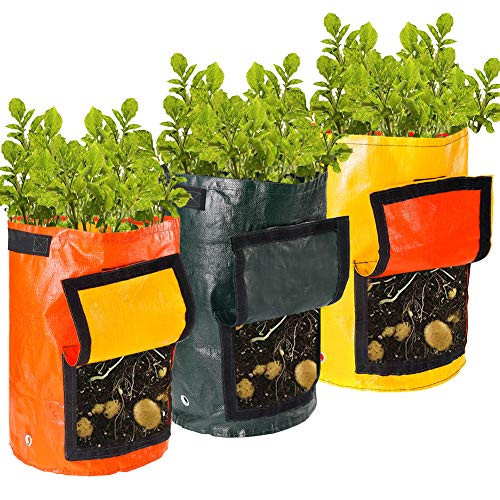 Auxsoul 3 Packs Potato Grow Bag Potato Planter Bags10 Gallon Garden Vegetable Planter with Handles Access Flap and Drain Hole for Harvesting Potato Carrot Onion Tomato and Vegetables3 Colors Auxsoul 3 Packs Potato Grow Bag Potato Planter Bags10 Gallon Garden Vegetable Planter with Handles Access Flap and Drain Hole for Harvesting Potato Carrot Onion Tomato and Vegetables3 Colors
