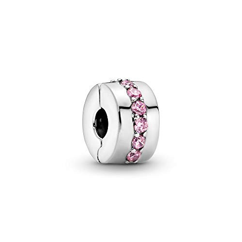Pandora Jewelry Pink Sparkling Row Clip Cubic Zirconia Charm in Sterling Silver
