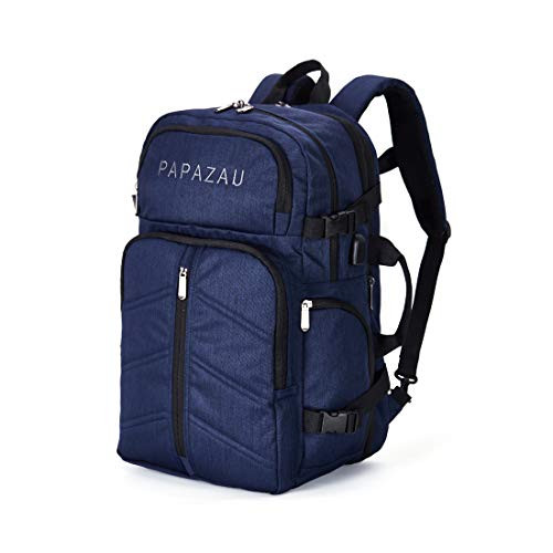PAPAZAU 40L Travel Backpack Flight Approved Carry on Backpack Weekender Bag for Women Men Blue