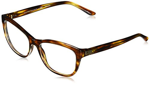 Ralph Lauren Women s RL6170 Rectangular Prescription Eyeglass Frames Top Transparent  Striped/Demo Lens 54 mm