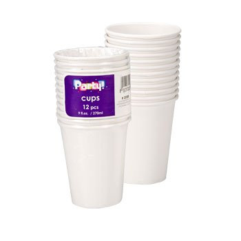 Party Color Paper Cups White 9oz 24 Count