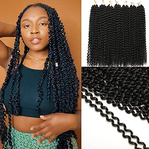 7 Packs 18Inch Passion Twist Hair Long Bohemian Curl Passion Twist Crochet Braiding Hair Water Wave Synthetic Braids for Passion Twist Crochet Braids Hair Extensions22strands/pack 1