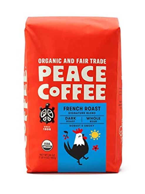 Peace Coffee French Roast Peru Origin Organic Fair Trade Dark Roast Coffee Whole Bean 20 oz Bag Peace Coffee French Roast Peru Origin Organic Fair Trade Dark Roast Coffee Whole Bean 20 oz Bag