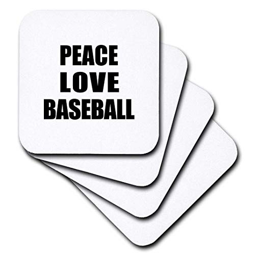 3dRose cst1848443 Peace Love and BaseballThings That Make Me HappyBaseballer GiftCeramic Tile Coasters Set of 4