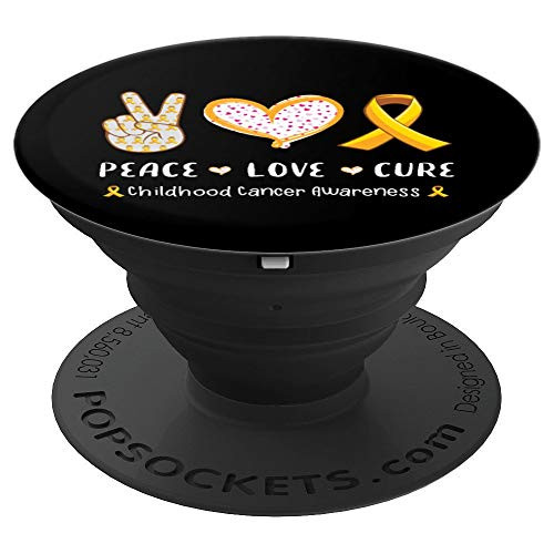 Peace Love cure childhood cancer awareness men women kids PopSockets Grip and Stand for Phones and Tablets Peace Love cure childhood cancer awareness men women kids PopSockets Grip and Stand for Phones and Tablets