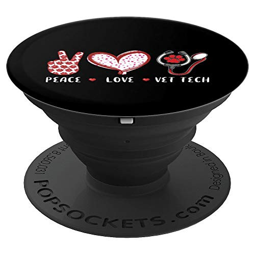 Peace Love vet tech veterinary gifts men women Veterinarian PopSockets Grip and Stand for Phones and Tablets
