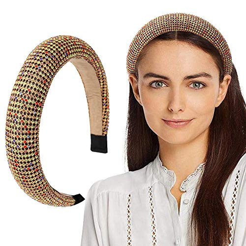 Pearl Headband Diamond Headband Fashion Padded Velvet Fabric Hairband Hair Band Headwear for Women Girl Small colorful