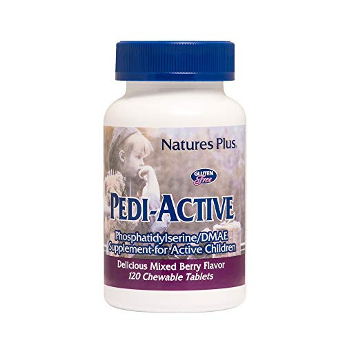 NaturesPlus PediActive LECIPS DMAE Complex  120 Chewable Tablets  Mixed Berry Flavor  Childrens Chewable Supplement Promotes Brain Health Focus  Vegetarian GlutenFree  60 Servings