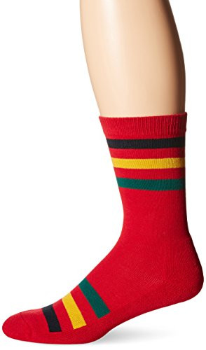 Pendleton Men s National Park Cotton Crew Socks Rainier Stripe  Red Large Fits Shoe Size 912/ Women s Shoe Size 1013