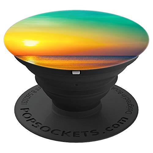 Perfect Sunset Over The Ocean Orange Yellow Blue And Green PopSockets Grip and Stand for Phones and Tablets