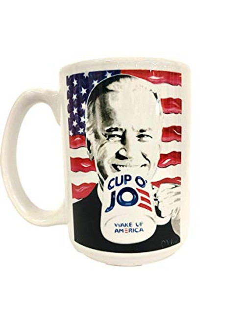 CUP O JOE Coffee Mug 15 oz Joe Biden American Flag Art by American Pop Artist Perry Milou CUP O JOE Coffee Mug 15 oz Joe Biden American Flag Art by American Pop Artist Perry Milou